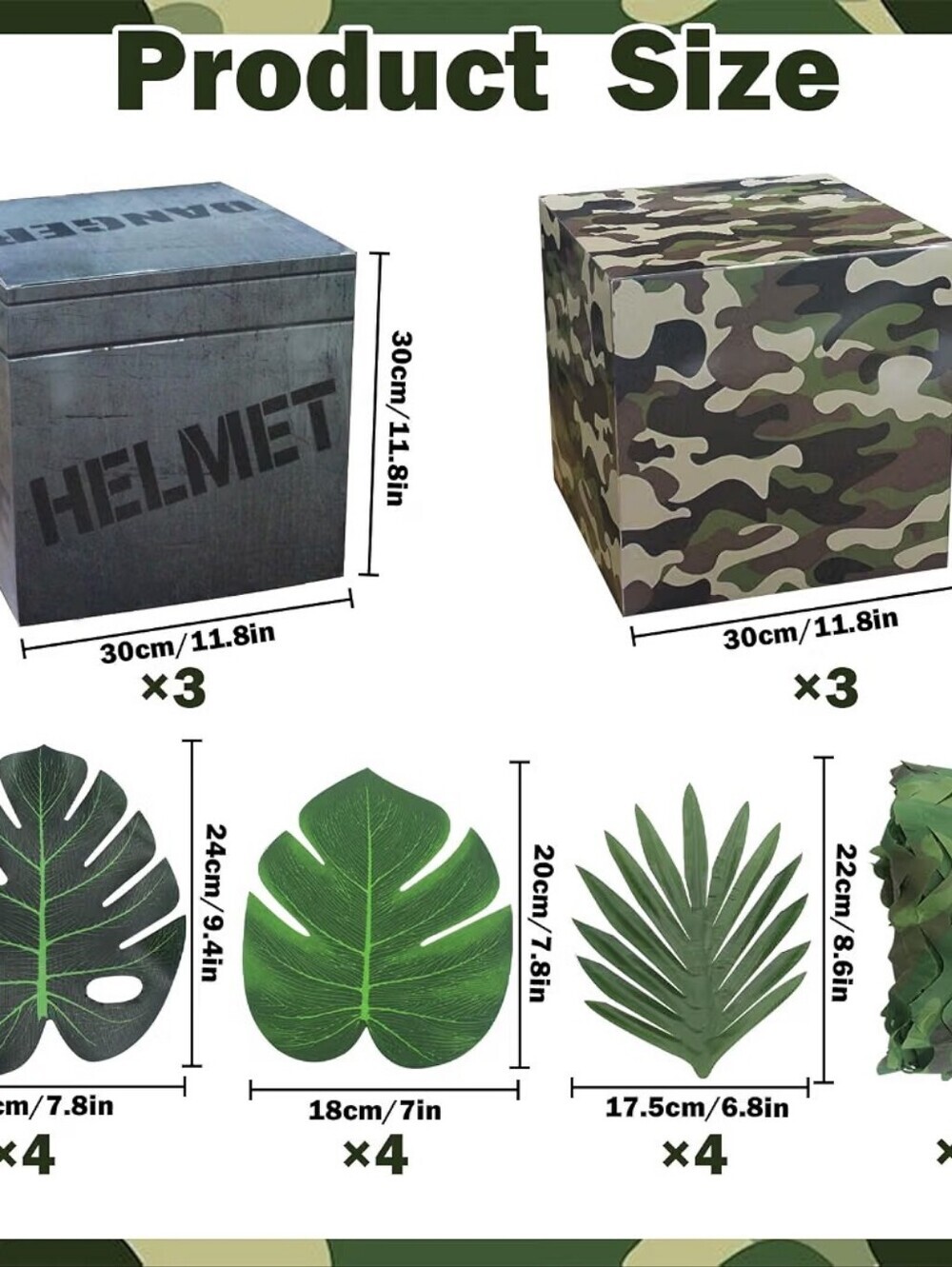 Camouflage and Green Leaf Home Accent Storage & Decor Set New